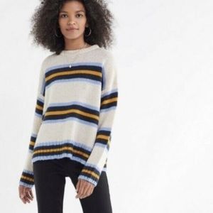 Urban Outfitter Acrylic Multi-colored Striped Oversized Chunky Crewneck Sweater